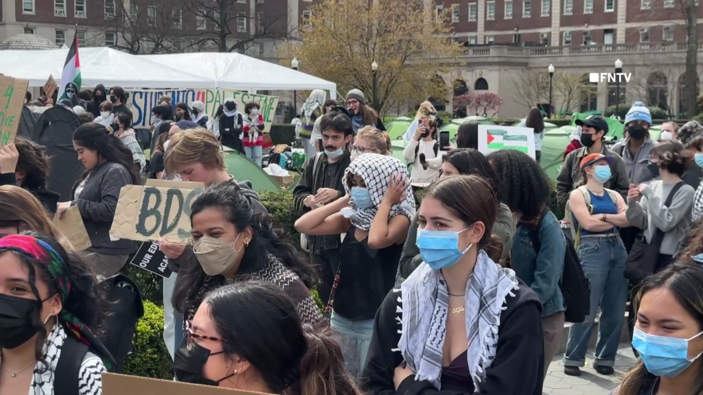 "Liberated Zone" on Columbia University Lawn set up by Pro-palestine Protesters demanding Liberation for Gaza and Palestine